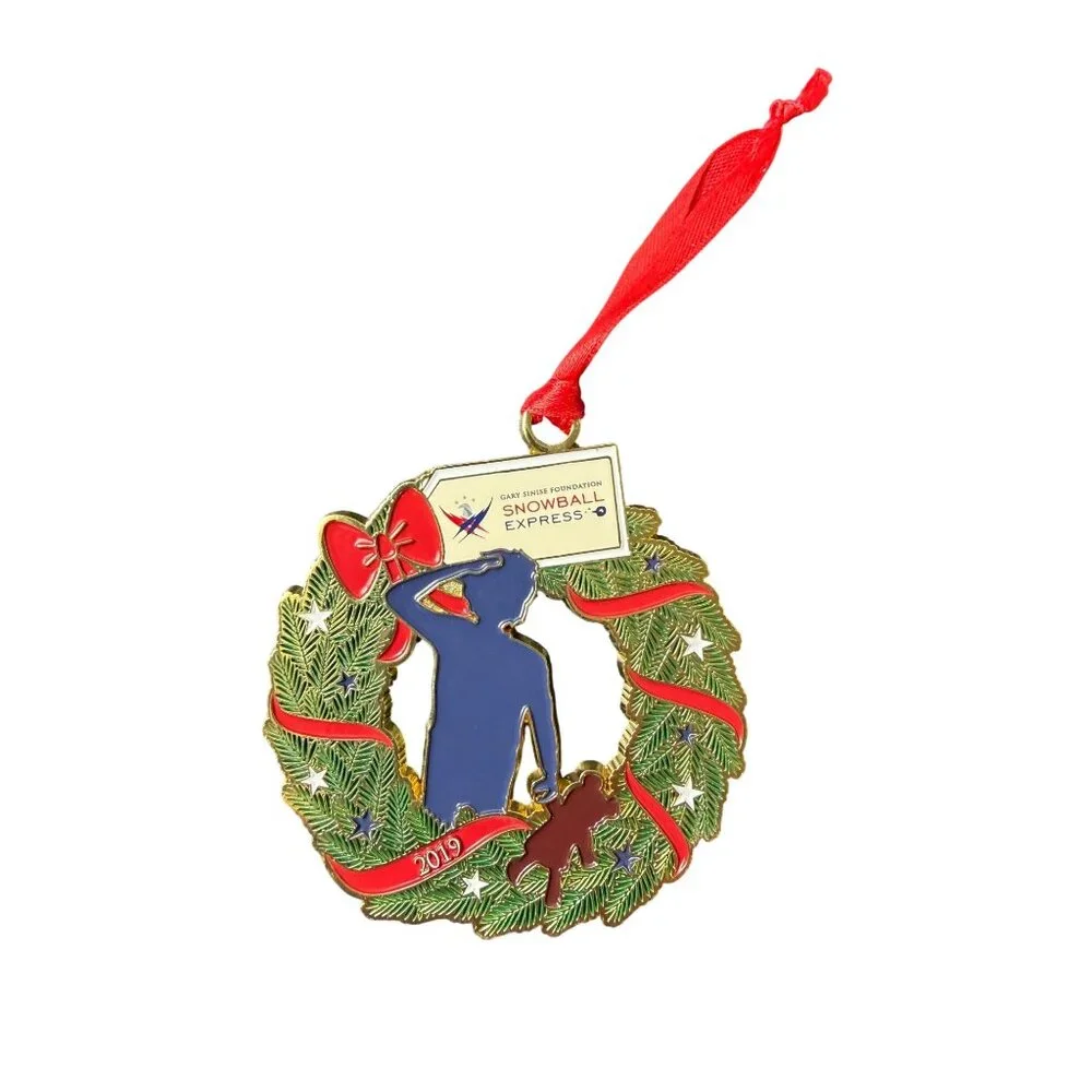 Gary Sinise Foundation Snowball Express 2019 Wreath Ornament Soldier Teddy Bear